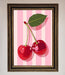 Cherries On Stripes Framed Print - Hi Society