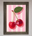 Cherries On Stripes Framed Print - Hi Society