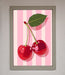 Cherries On Stripes Framed Print - Hi Society