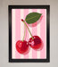 Cherries On Stripes Framed Print - Hi Society
