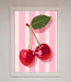 Cherries On Stripes Framed Print - Hi Society