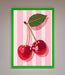 Cherries On Stripes Framed Print - Hi Society