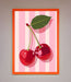 Cherries On Stripes Framed Print - Hi Society