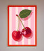 Cherries On Stripes Framed Print - Hi Society