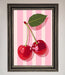 Cherries On Stripes Framed Print - Hi Society