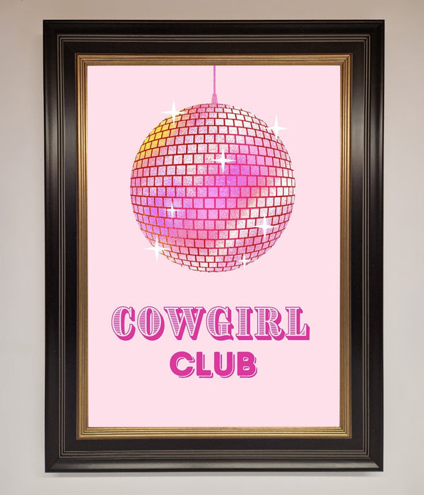 Cowgirl Club Disco Ball Framed Print - Hi Society