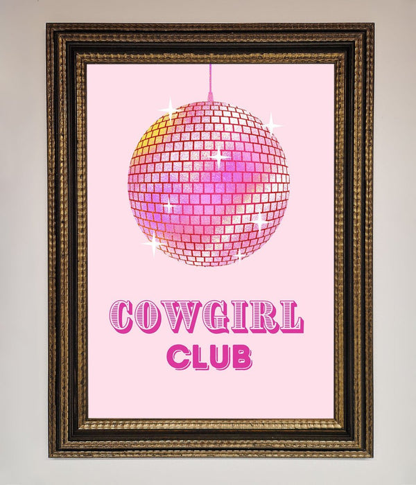 Cowgirl Club Disco Ball Framed Print - Hi Society