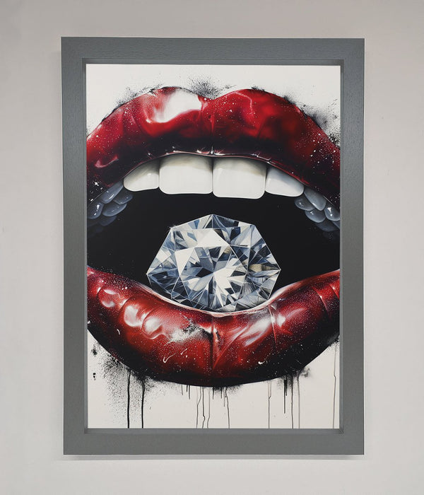 Diamond Lips Framed Poster - Hi Society