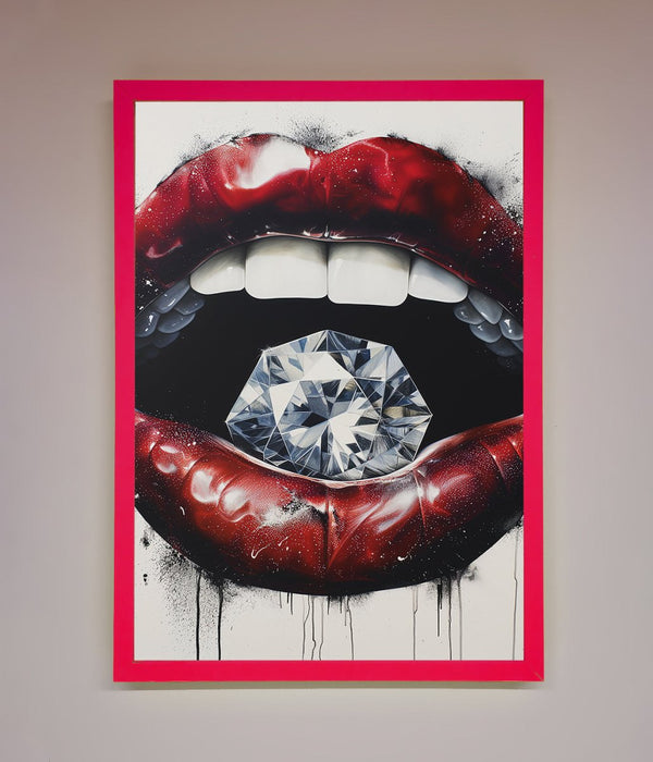 Diamond Lips Framed Poster - Hi Society