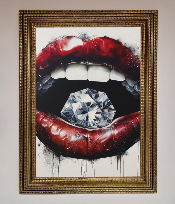 Diamond Lips Framed Poster - Hi Society