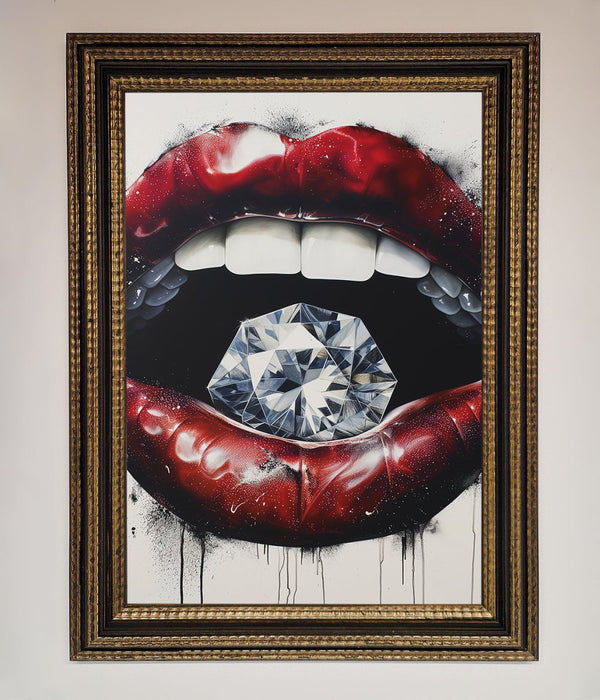 Diamond Lips Framed Poster - Hi Society