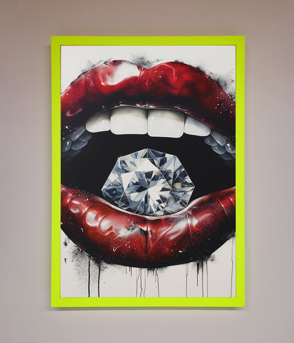 Diamond Lips Framed Poster - Hi Society