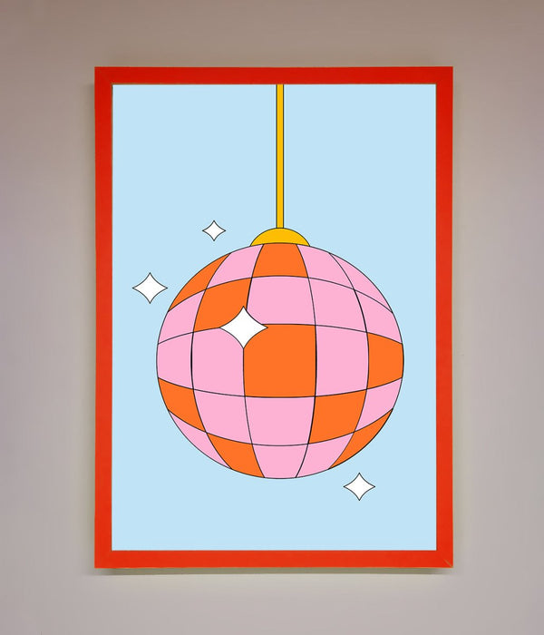 Disco Ball Pink Framed Poster - Hi Society