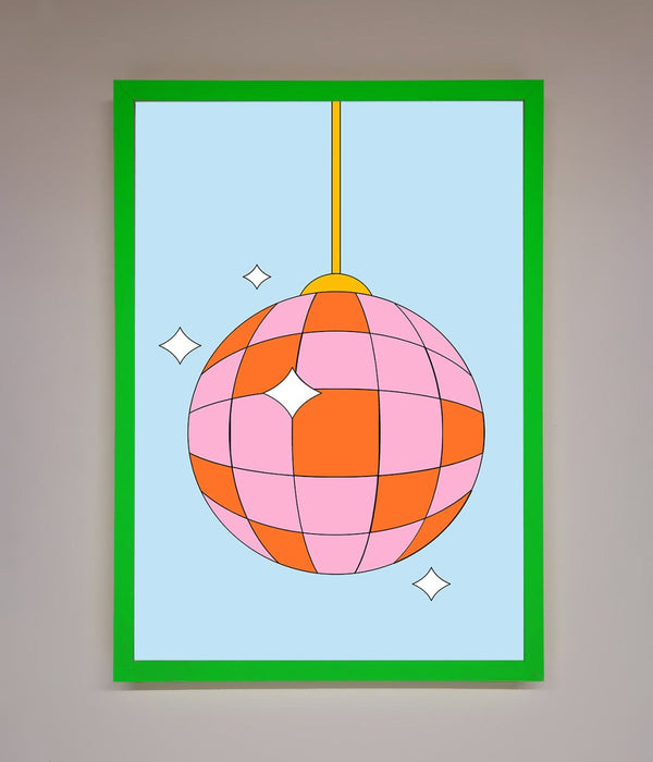 Disco Ball Pink Framed Poster - Hi Society