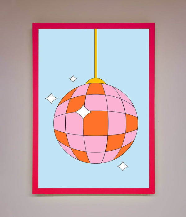 Disco Ball Pink Framed Poster - Hi Society