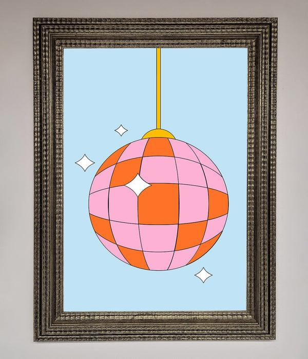 Disco Ball Pink Framed Poster - Hi Society