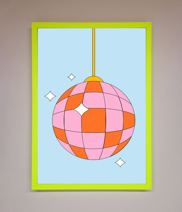 Disco Ball Pink Framed Poster - Hi Society