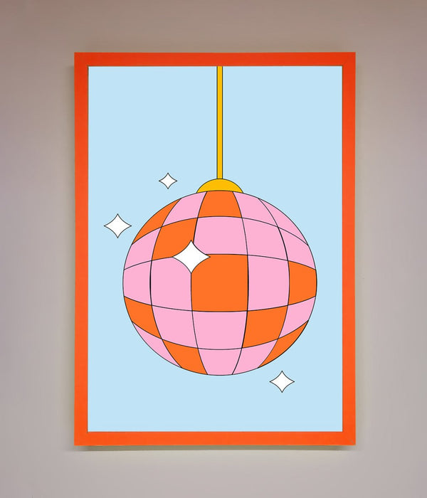 Disco Ball Pink Framed Poster - Hi Society