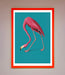Flamingo Walks Blue Framed Print - Hi Society