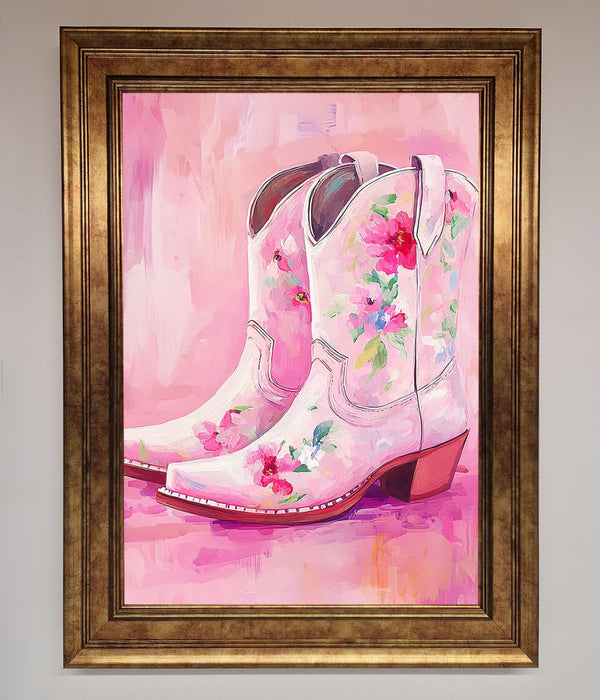 Floral Cowboy Boots Framed Poster - Hi Society