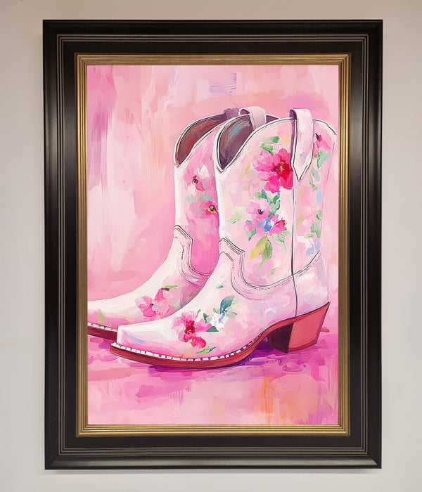 Floral Cowboy Boots Framed Poster - Hi Society