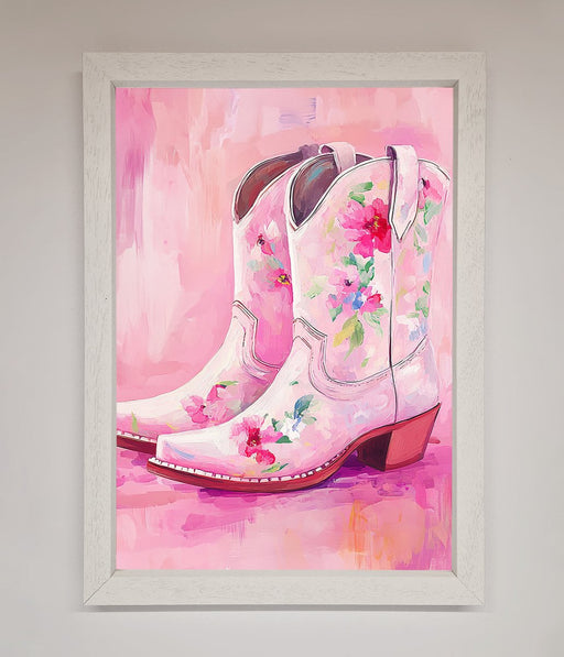 Floral Cowboy Boots Framed Poster - Hi Society