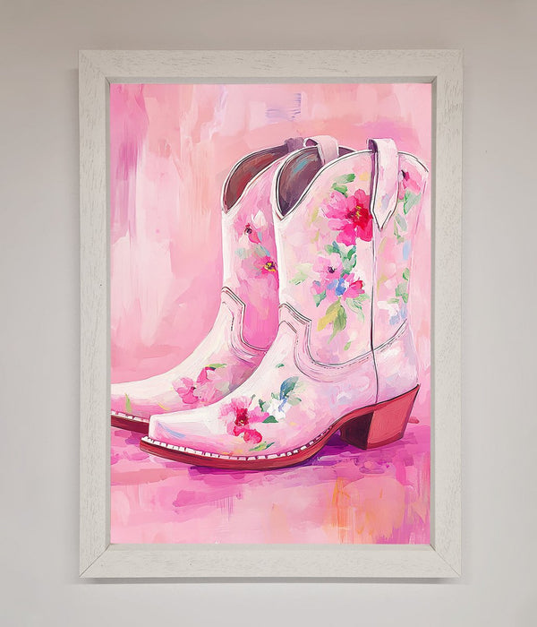 Floral Cowboy Boots Framed Poster - Hi Society
