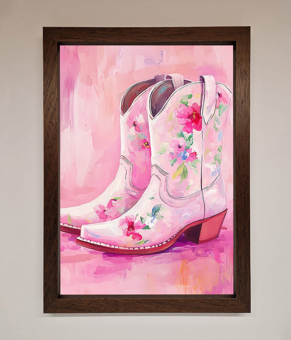 Floral Cowboy Boots Framed Poster - Hi Society