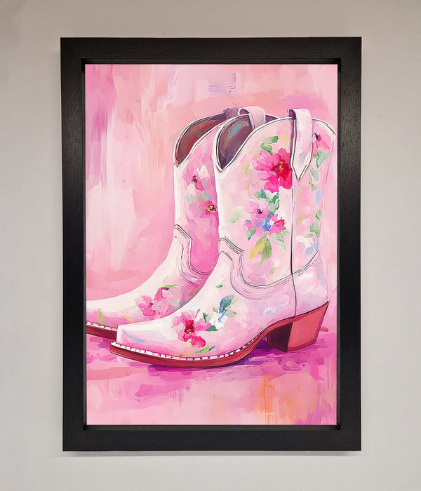 Floral Cowboy Boots Framed Poster - Hi Society