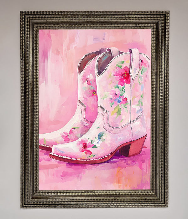 Floral Cowboy Boots Framed Poster - Hi Society