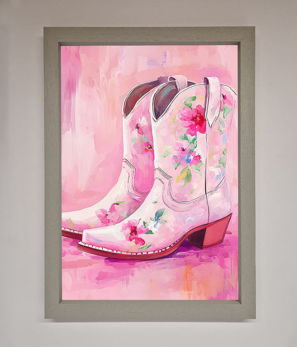 Floral Cowboy Boots Framed Poster - Hi Society
