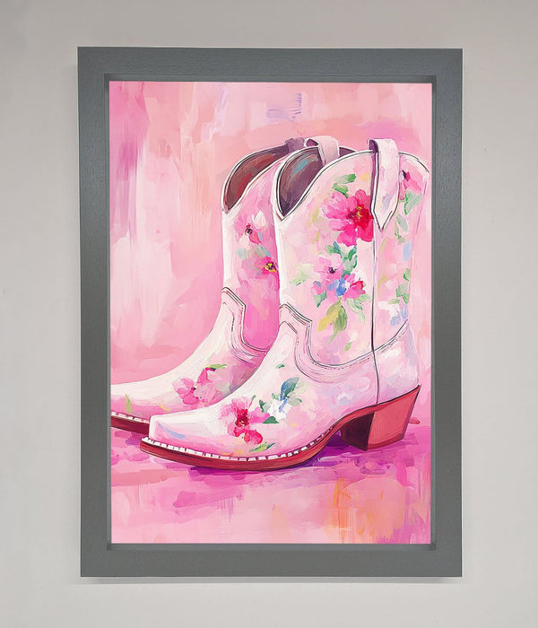 Floral Cowboy Boots Framed Poster - Hi Society
