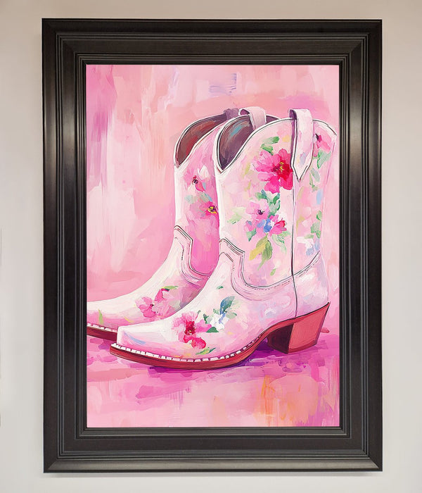 Floral Cowboy Boots Framed Poster - Hi Society