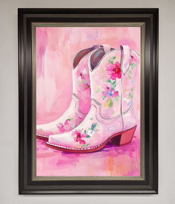 Floral Cowboy Boots Framed Poster - Hi Society