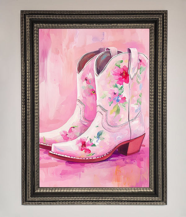 Floral Cowboy Boots Framed Poster - Hi Society