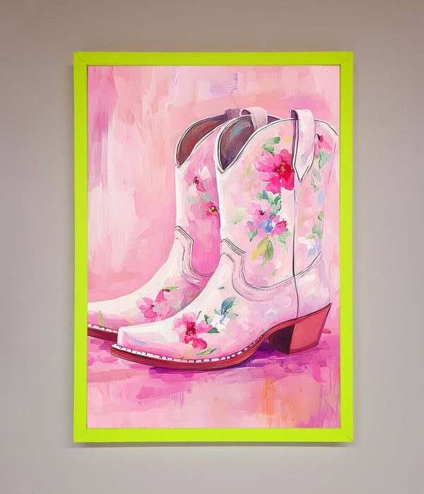 Floral Cowboy Boots Framed Poster - Hi Society