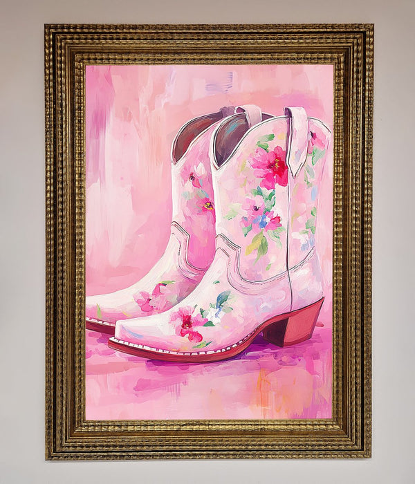 Floral Cowboy Boots Framed Poster - Hi Society