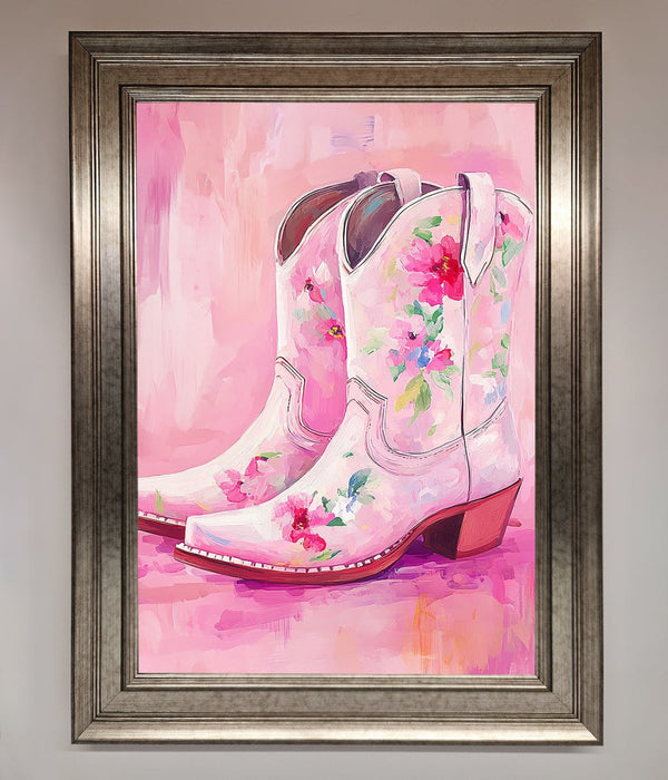 Floral Cowboy Boots Framed Poster - Hi Society