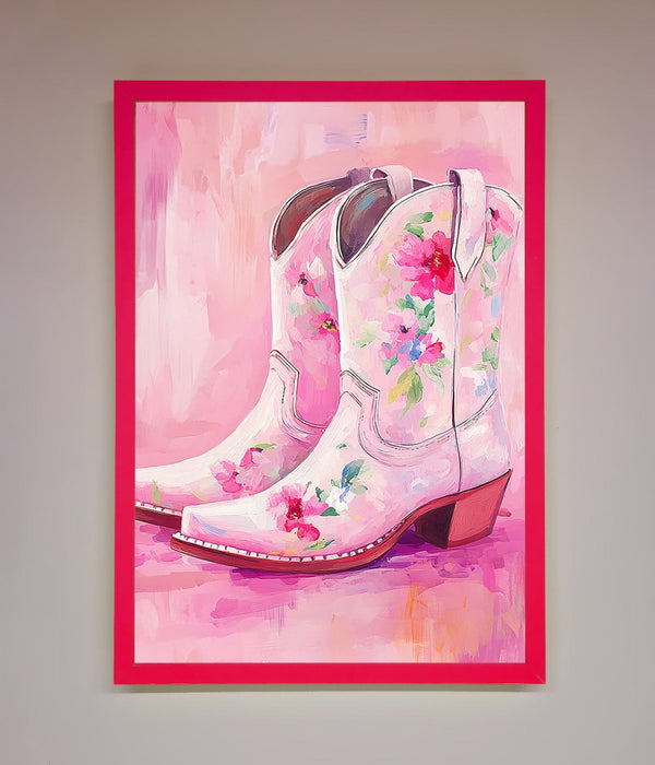 Floral Cowboy Boots Framed Poster - Hi Society