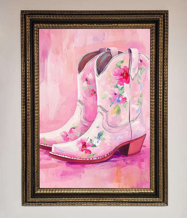 Floral Cowboy Boots Framed Poster - Hi Society
