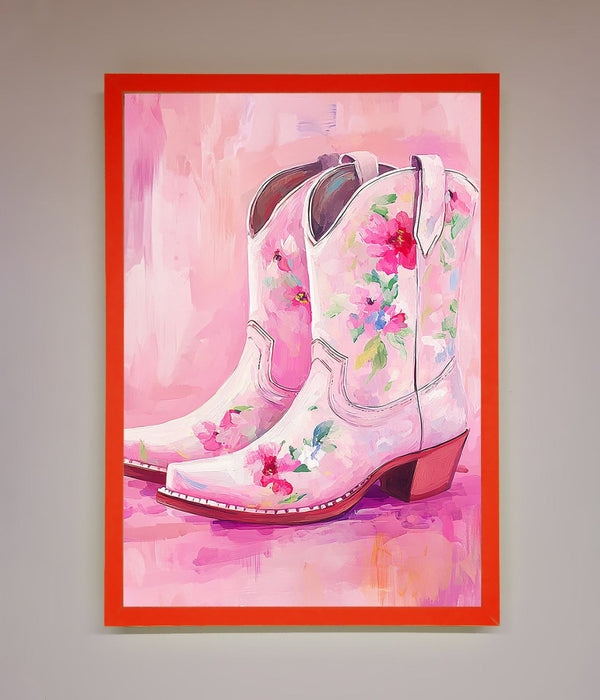 Floral Cowboy Boots Framed Poster - Hi Society