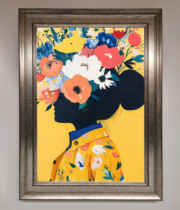 Floral Explosion Yellow Framed Print - Hi Society