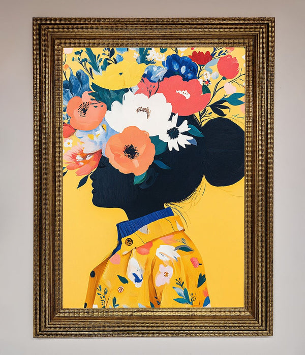 Floral Explosion Yellow Framed Print - Hi Society