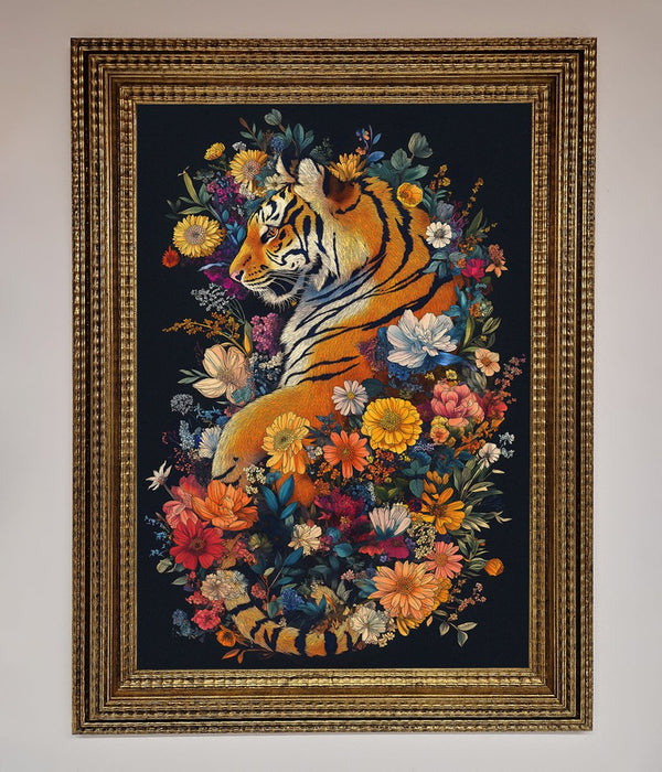 Floral Garden Tiger Framed Wall Art - Hi Society
