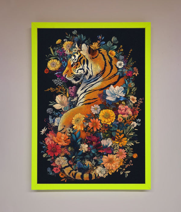 Floral Garden Tiger Framed Wall Art - Hi Society
