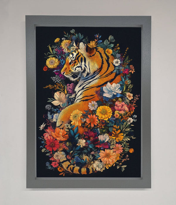 Floral Garden Tiger Framed Wall Art - Hi Society