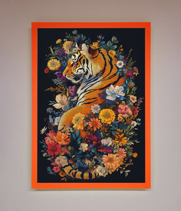 Floral Garden Tiger Framed Wall Art - Hi Society