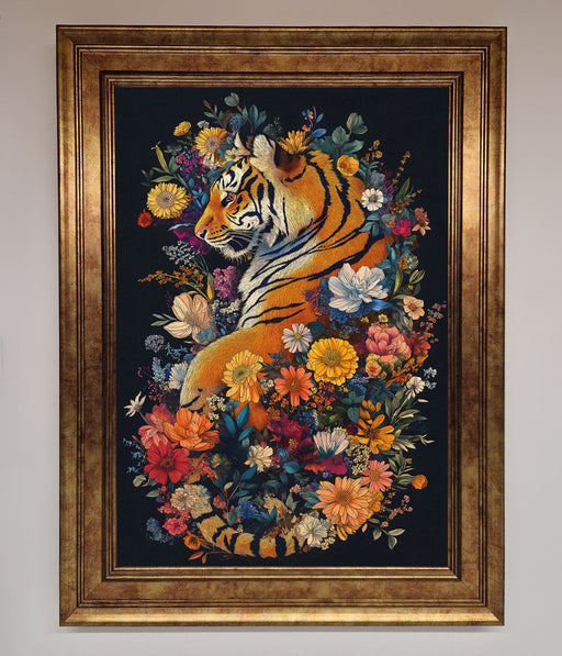 Floral Garden Tiger Framed Wall Art - Hi Society