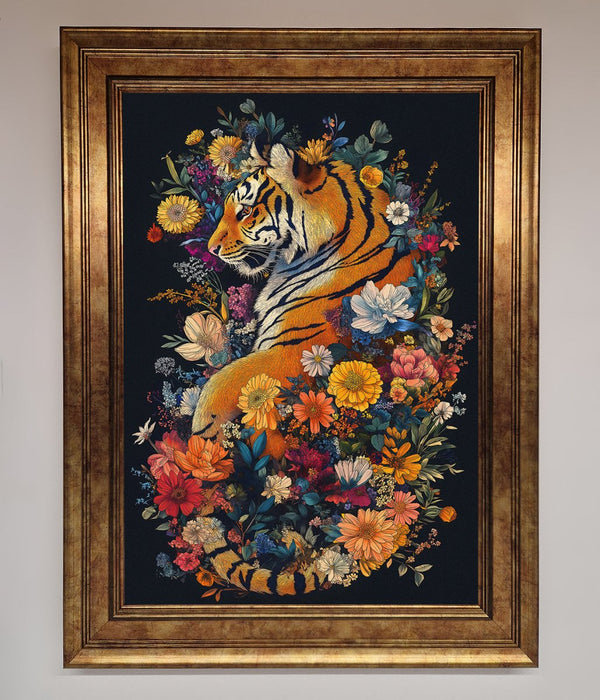 Floral Garden Tiger Framed Wall Art - Hi Society