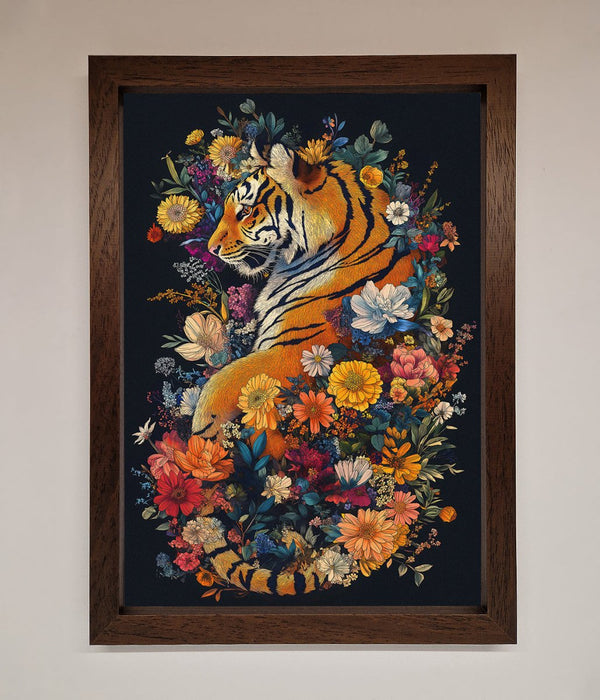 Floral Garden Tiger Framed Wall Art - Hi Society